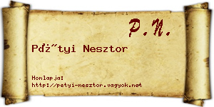 Pétyi Nesztor névjegykártya